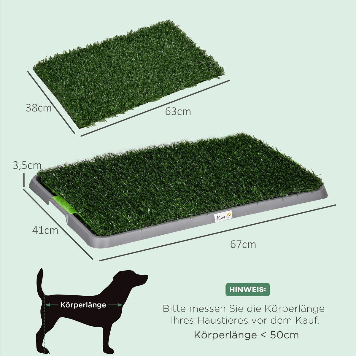 Dog toilet dog toilet with 2 grass mats, tray for potty training, puppy toilet for puppies indoor outdoor green 67 x 41 cm