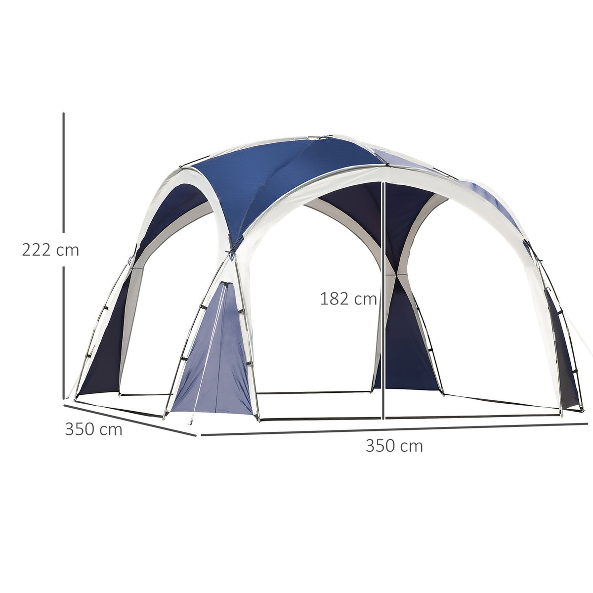 Dome Tent, Garden Tent, Dome Gazebo For 6 To 8 People, Marquee, Party Tent For Patio, Balcony, Polyester, Blue, 3.5 X 3.5 X 2.22 M