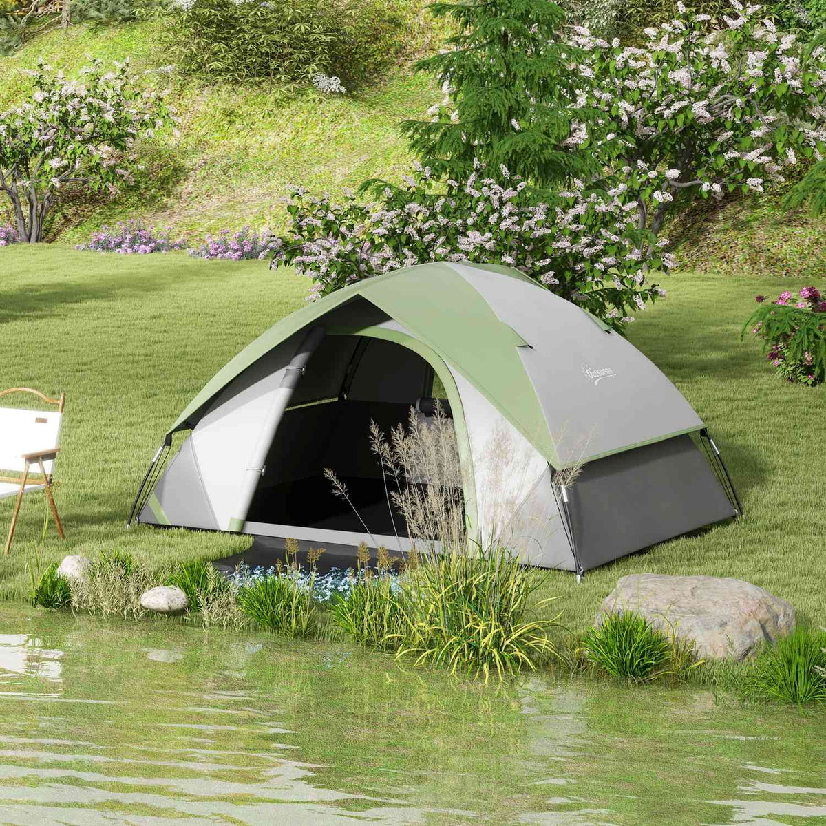Dome tent for 2 people, lightweight, stable, waterproof family tent with door and window packing bag, hooks, camping tent with 3000 mm water column tent for camping, travel, trekking, garden