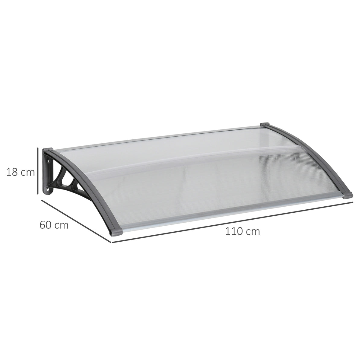 Door Canopy – Polycarbonate, Aluminum, 110x60 cm, Gray