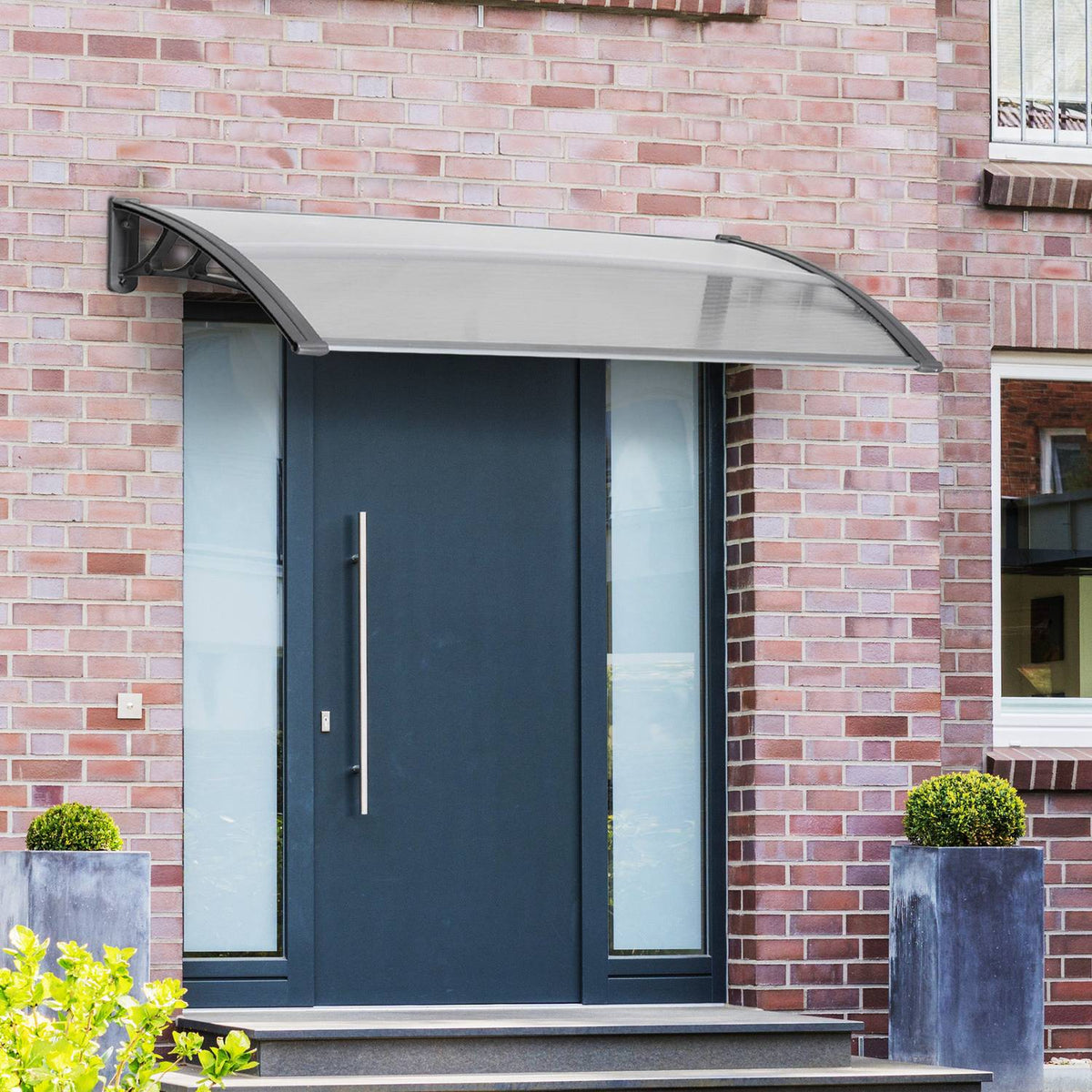 Door Canopy – Polycarbonate, Aluminum, 110x60 cm, Gray