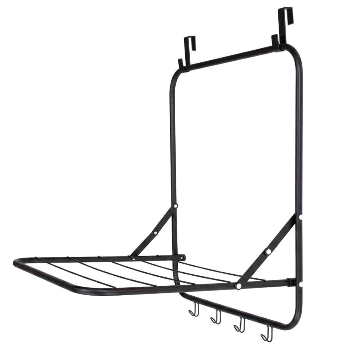 Door-Mounted Clothes Drying Rack, Black, 2.4m Length