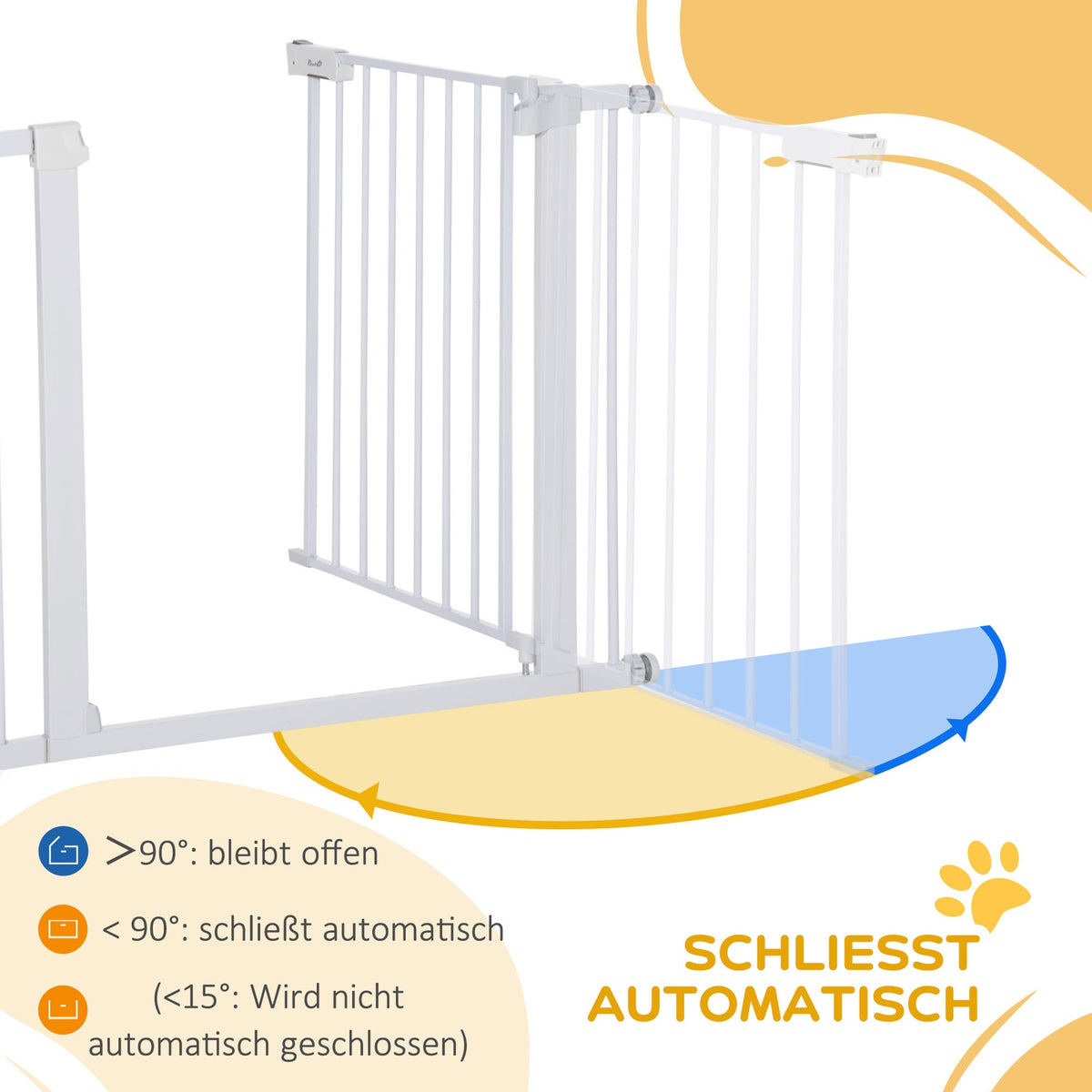 Door Safety Gate Stair Gate Dog Gate Adjustable 75-96cm Auto-Close
