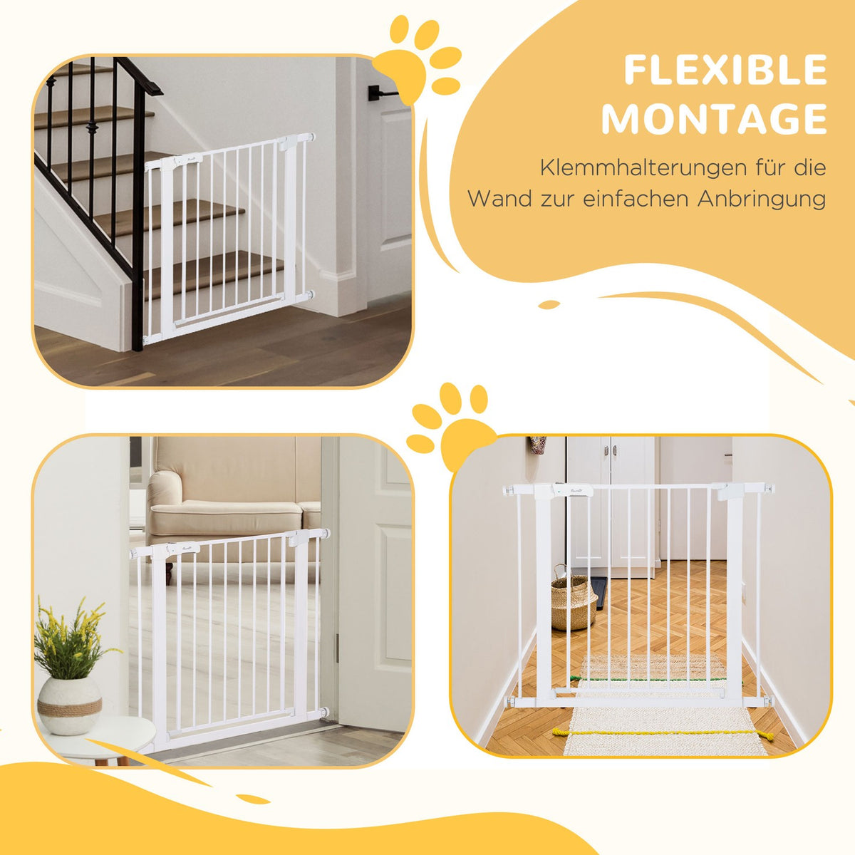 Door Safety Gate Stair Gate Dog Gate Adjustable 75-96cm Auto-Close