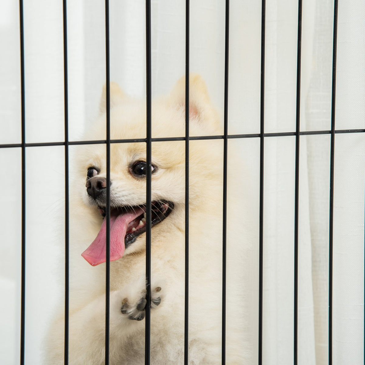 Door Safety Gate Wooden Barrier For Dogs Protective Gate Dog Gate Safety Door Bidirectional Folding Steel White 305 X 35.5 X 82 Cm