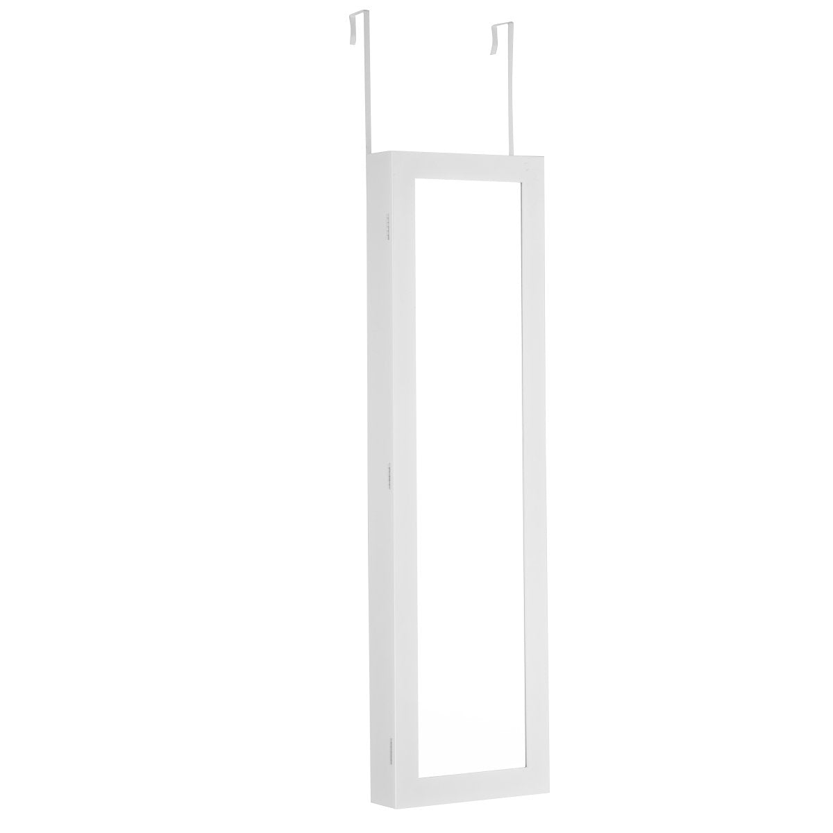 Door and Wall Mounted Jewelry Cabinet Full Length Mirror with Storage Shelves 30 x 8.5 x 129.5 cm White