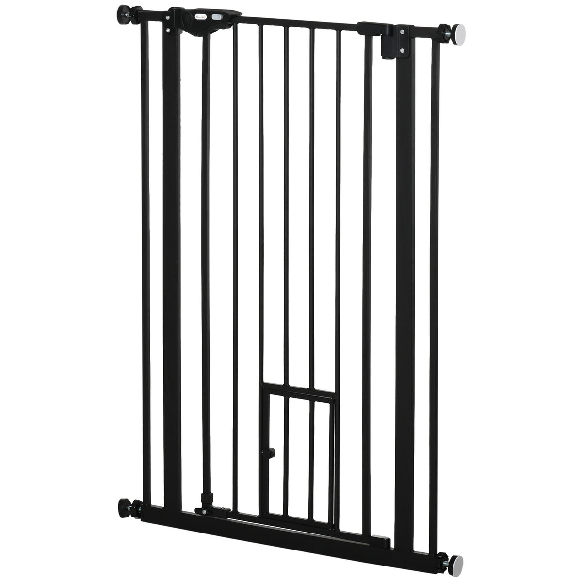 Door gate dog double locking, adjustable length 74-80x104cm cm with automatic door lock, installation without drilling, black