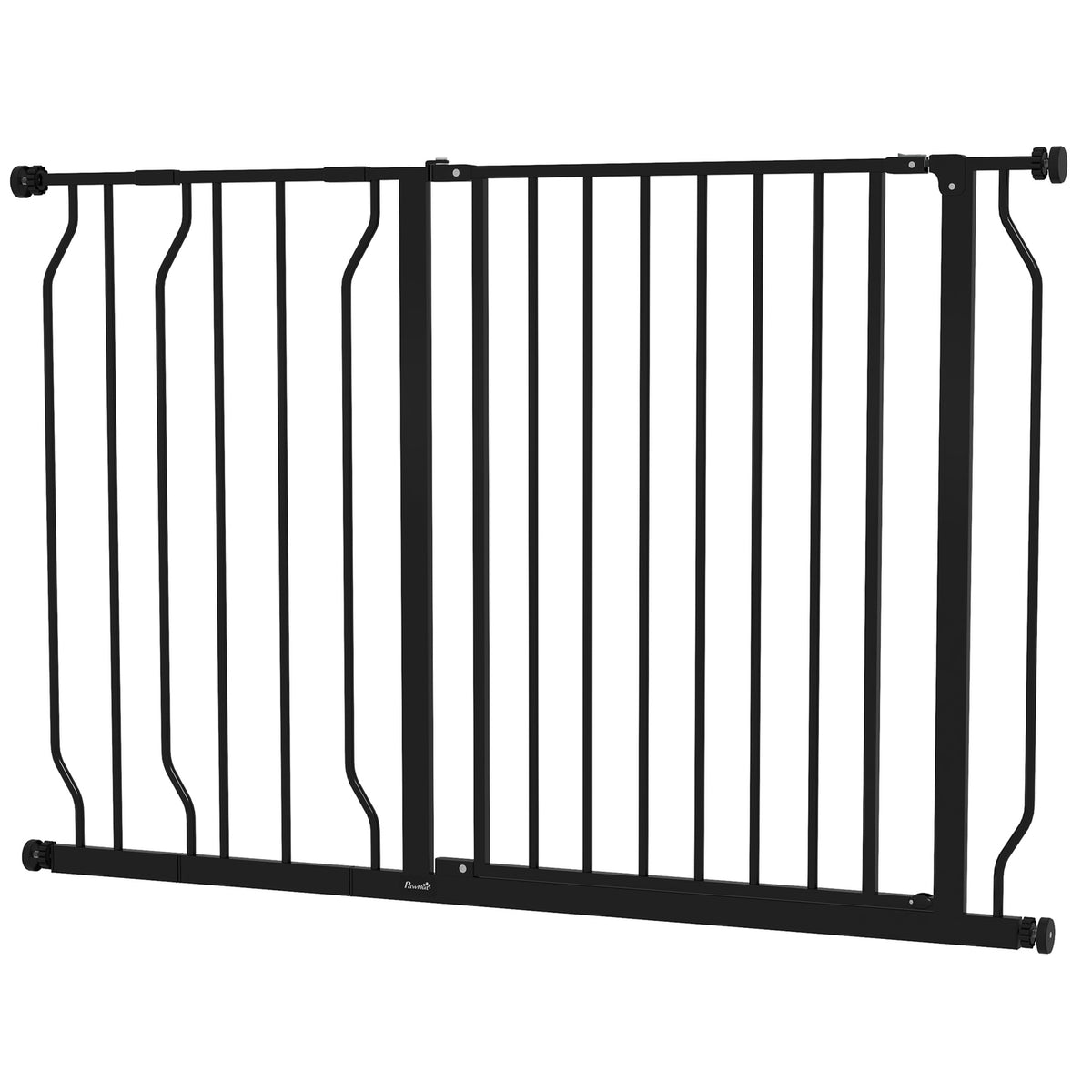 Door gate dog length adjustable, assembly without drilling, baby door gate, protective gate, two-way opening, black, 75-115 cm