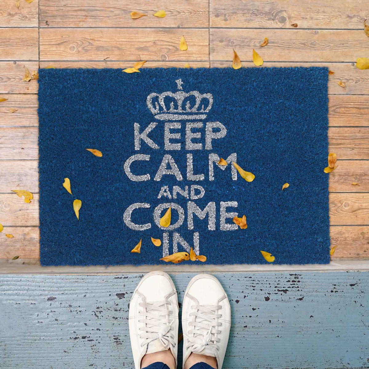 Doormat "Keep calm and come in" blue