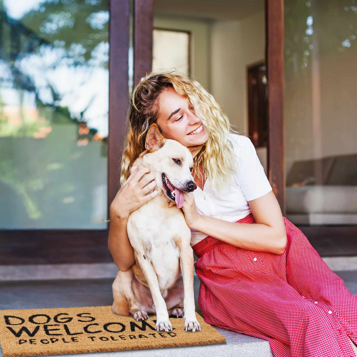 Door mat coconut fiber Dogs Welcome