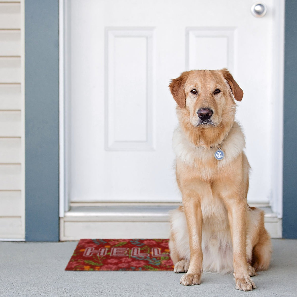 Doormat coconut fiber "Hello" with flowers
