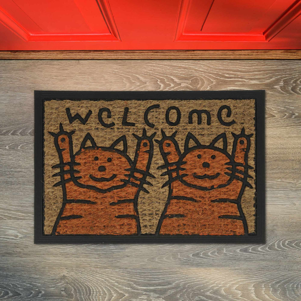 Door mat coconut fiber cats