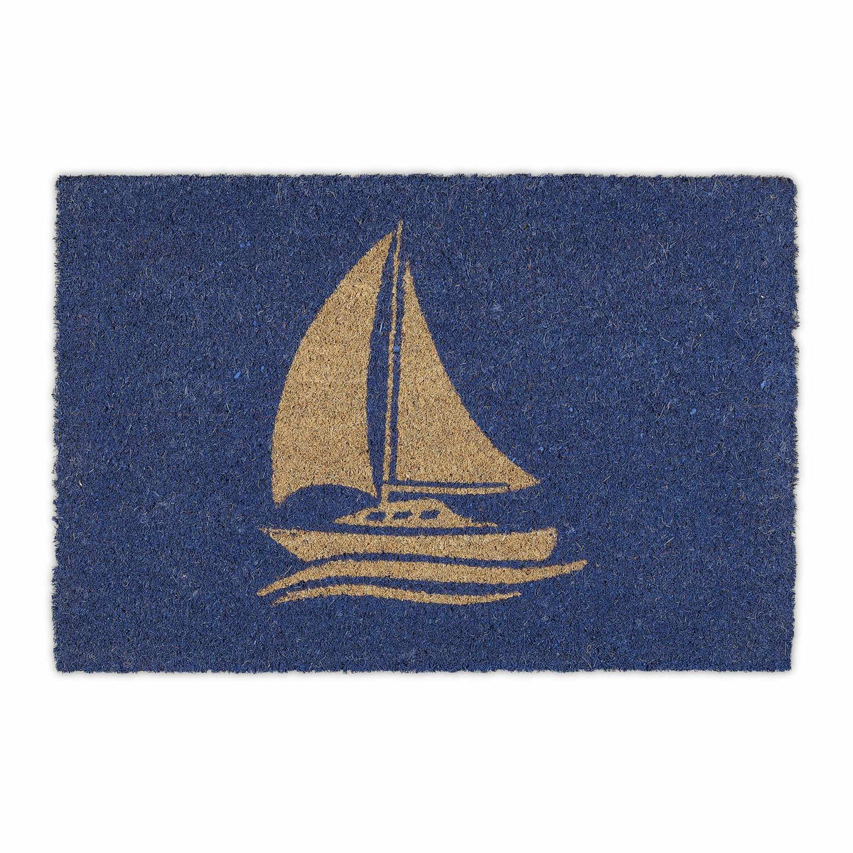 Door mat coconut fiber sailboat blue