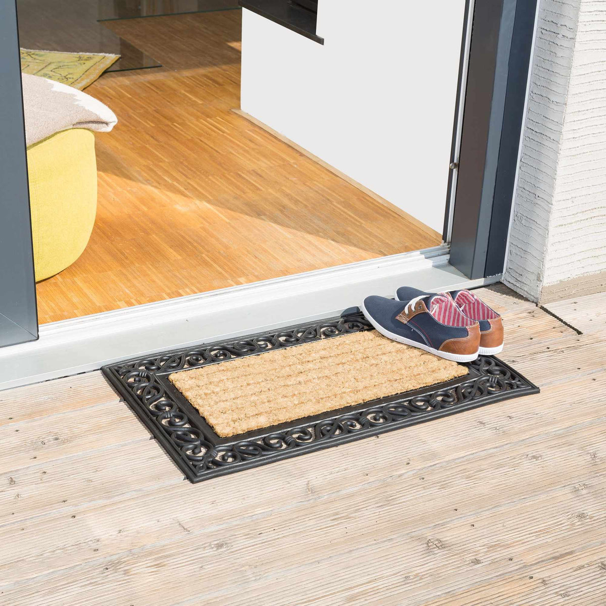 Door mat coconut fiber striped