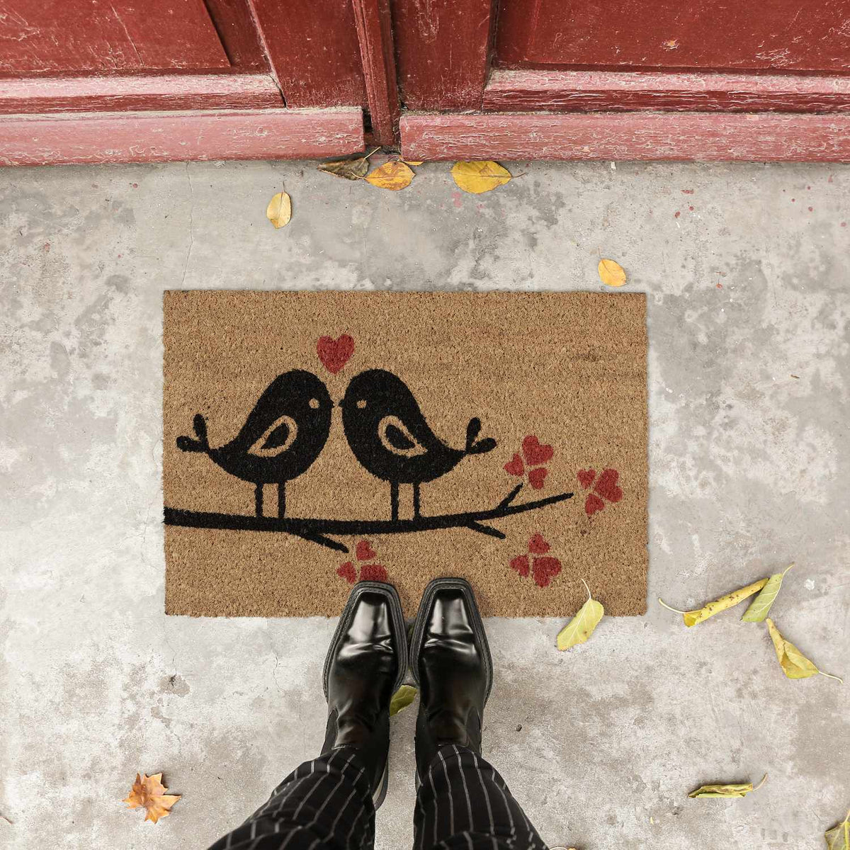 Doormat coconut fiber with birds