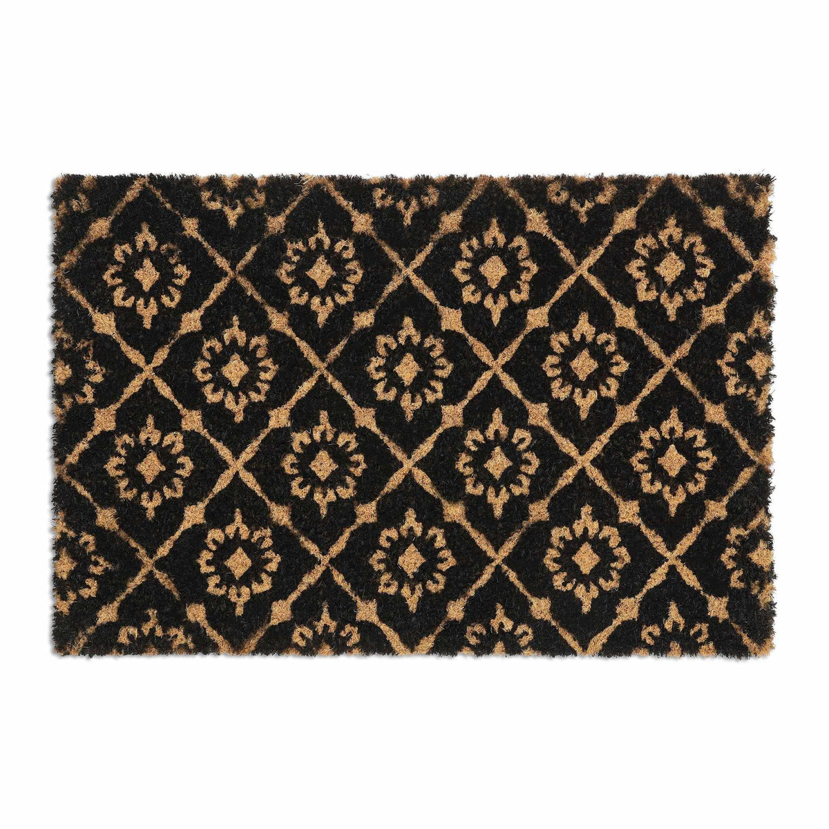 Door mat coconut fiber with floral pattern