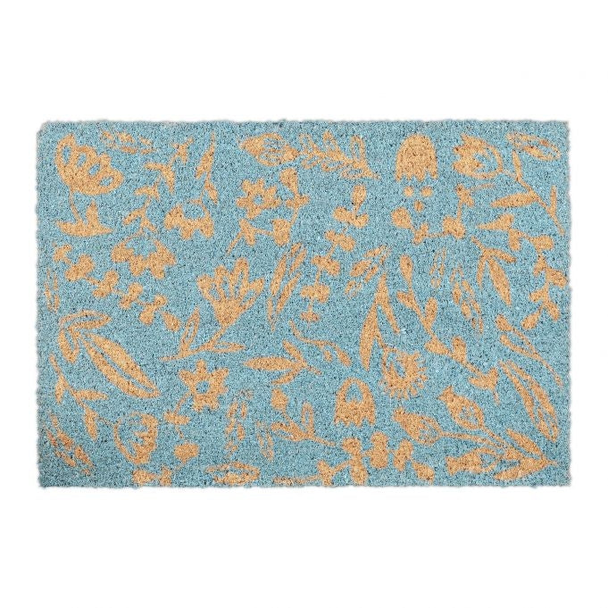 Doormat coconut fiber with flowers
