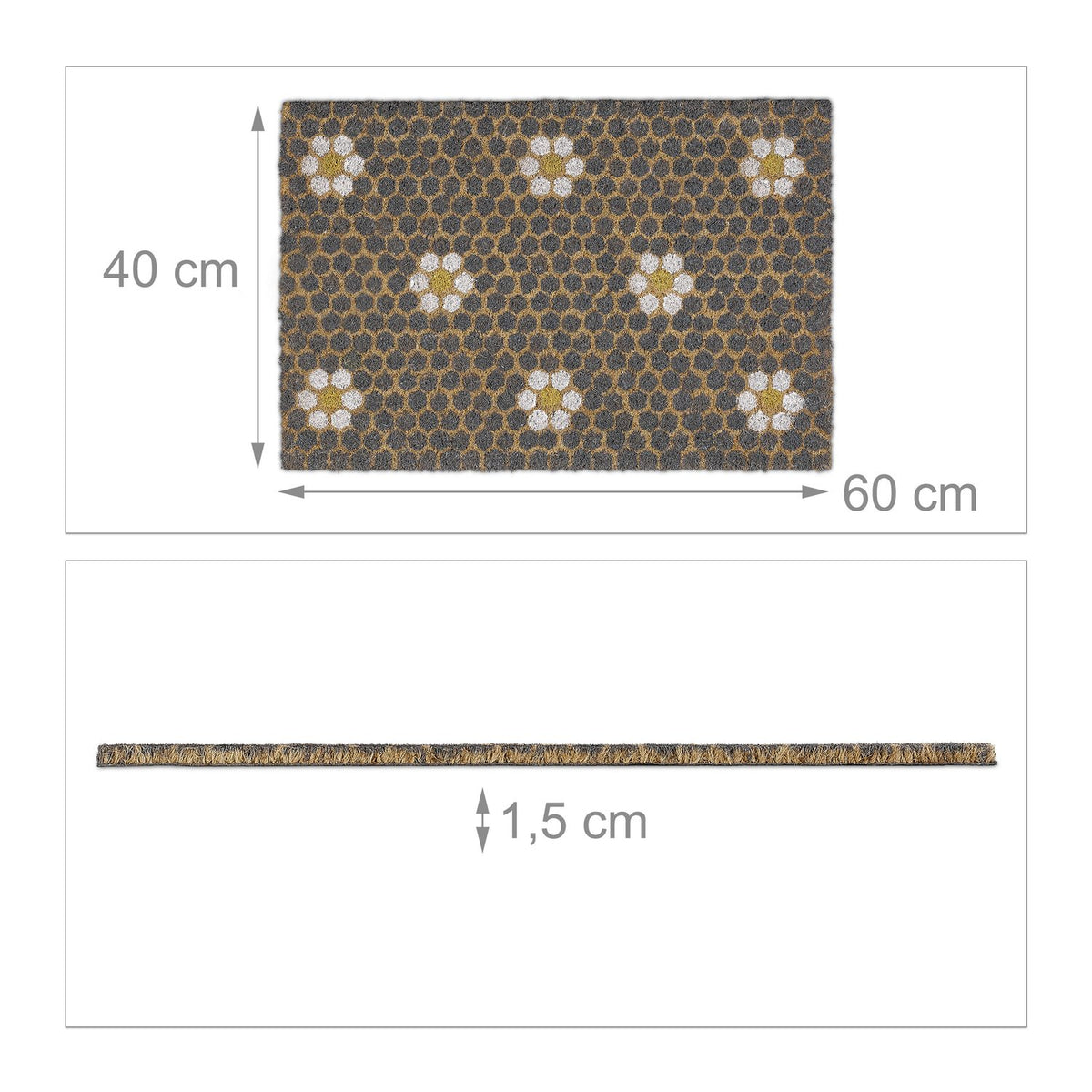 Doormat coconut fiber with honeycomb pattern
