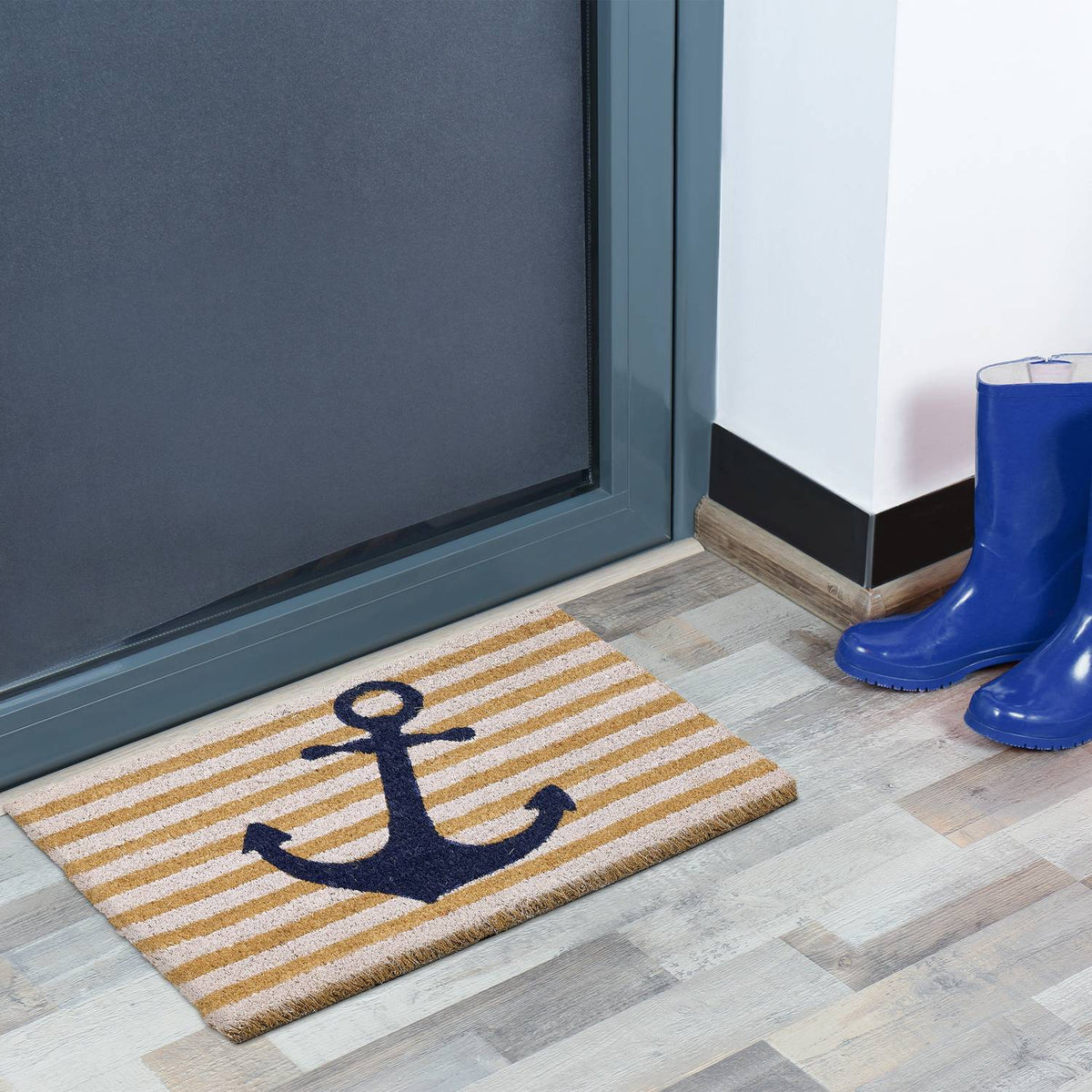 Doormat coconut fiber with stripes & anchors