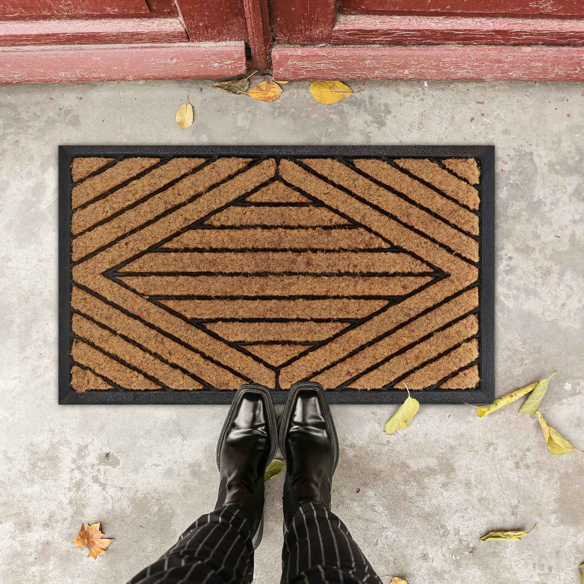 Door mat rubber & coconut striped