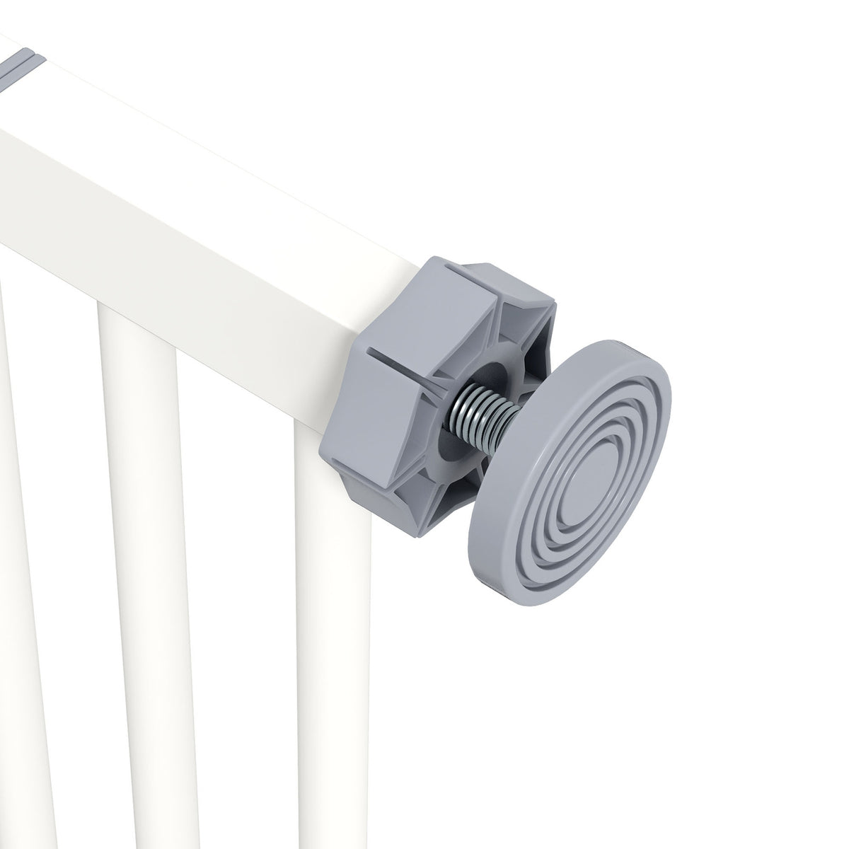 Door safety gate for dogs, barrier gate, 74-87 cm, stair gate for pets, dog gate including extension, protective gate without drilling, metal, plastic, white