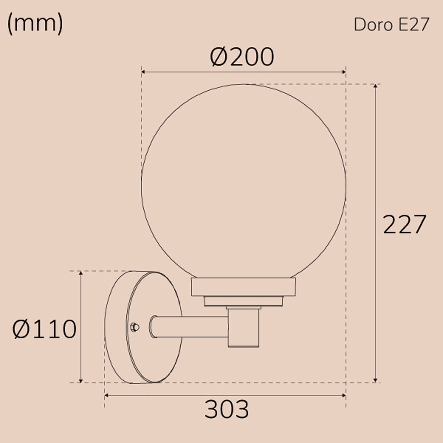 Doro Wall luminaire E27 socket IP44 Anthracite