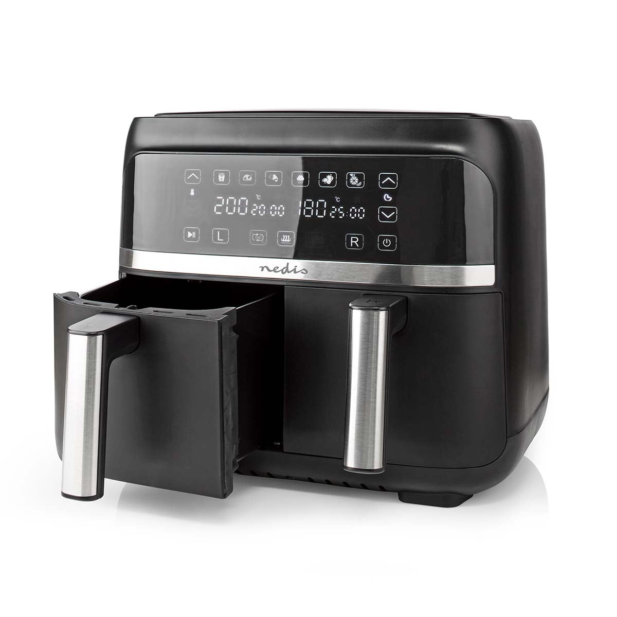 Double Hot Air Fryer | 2x3.8 l | Timer: 60 min | Number of preset programs: 6 | Digital | Black