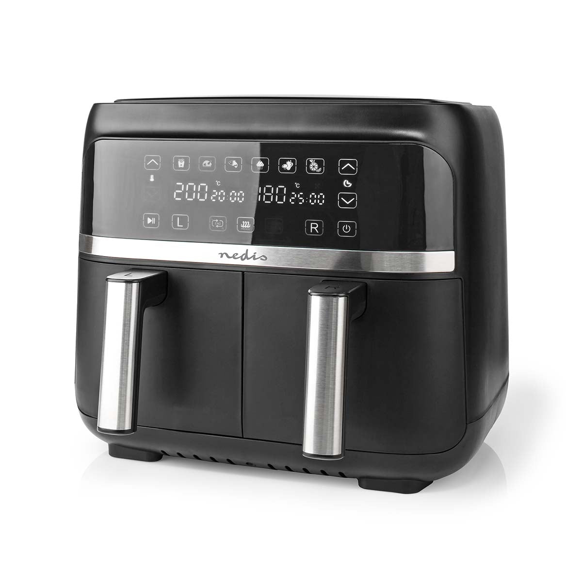 Double Hot Air Fryer | 2x3.8 l | Timer: 60 min | Number of preset programs: 6 | Digital | Black