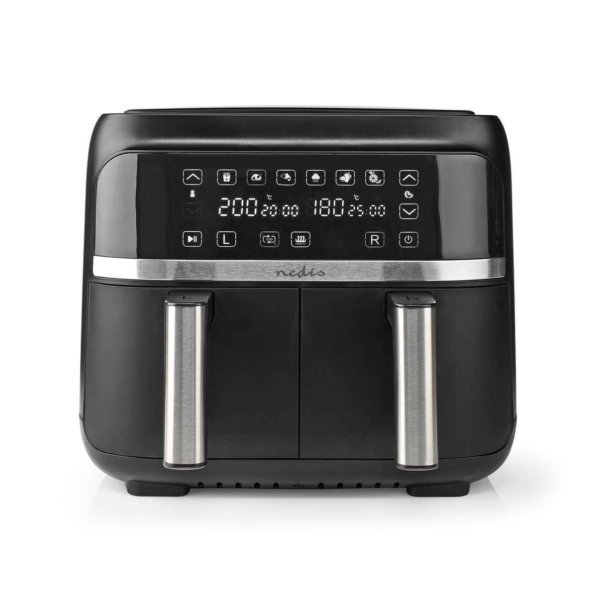 Double Hot Air Fryer | 2x3.8 l | Timer: 60 min | Number of preset programs: 6 | Digital | Black