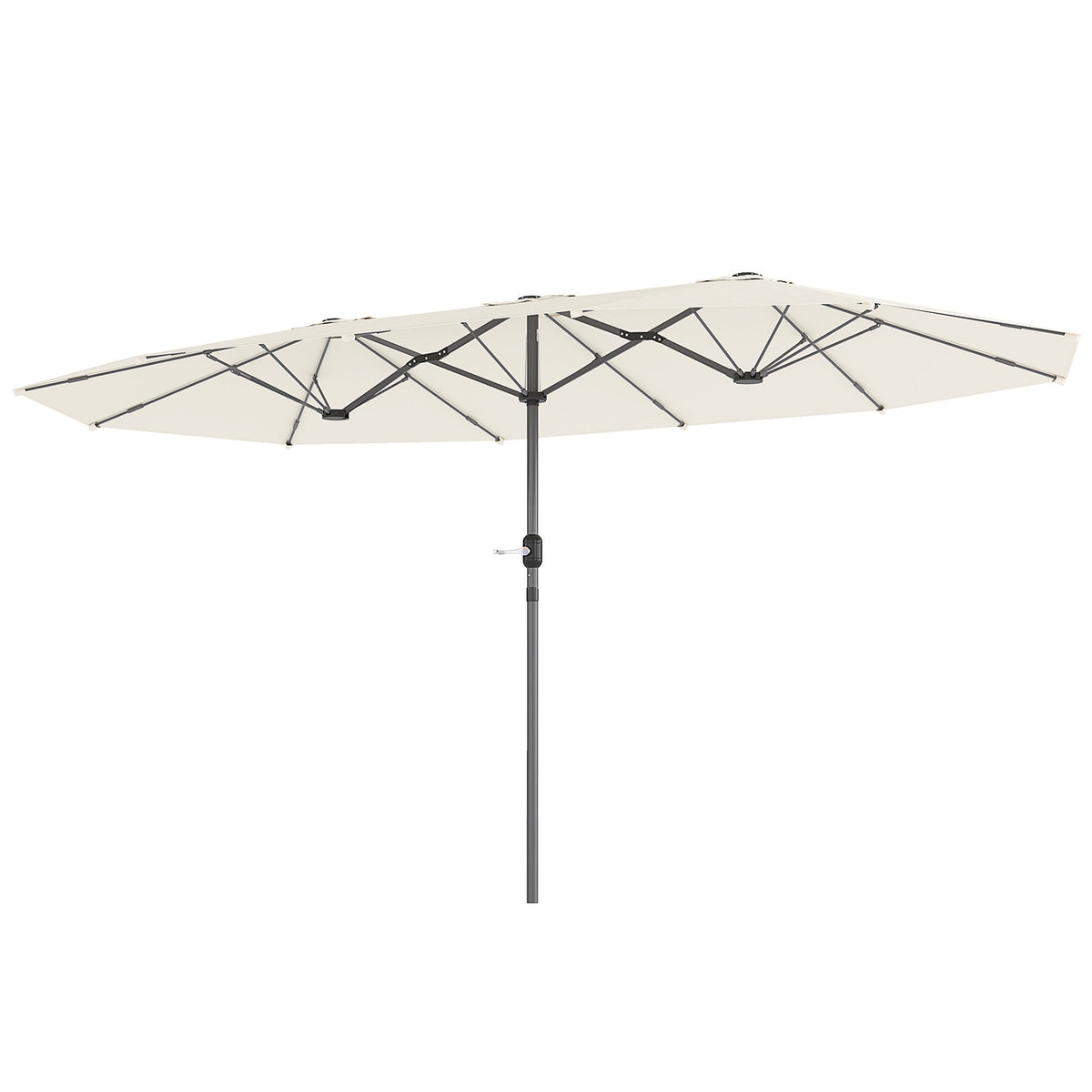 Double Parasol 436 x 260 cm, UV Protection Steel Parasol with Hand Crank, Oval Balcony Umbrella Beach Umbrella Windproof Stable Market Umbrella Crank Umbrella for Beach Balcony Garden Beige