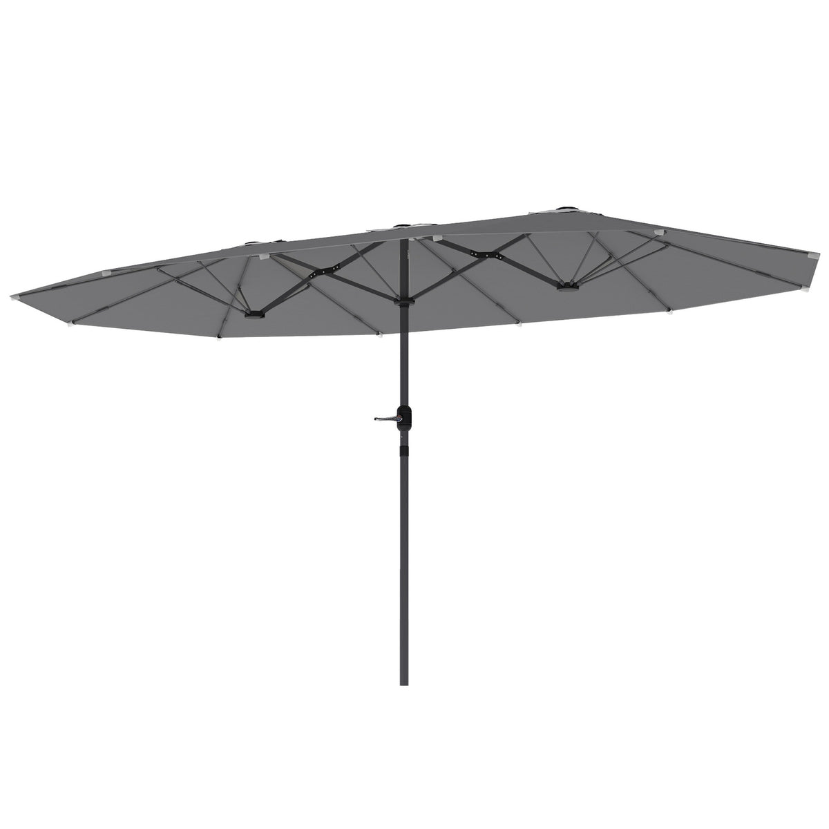 Double Parasol 436 x 260 cm, UV Protection Steel Parasol with Hand Crank, Oval Balcony Umbrella Beach Umbrella Windproof Stable Market Umbrella Crank Umbrella for Beach Balcony Garden Dark Gray