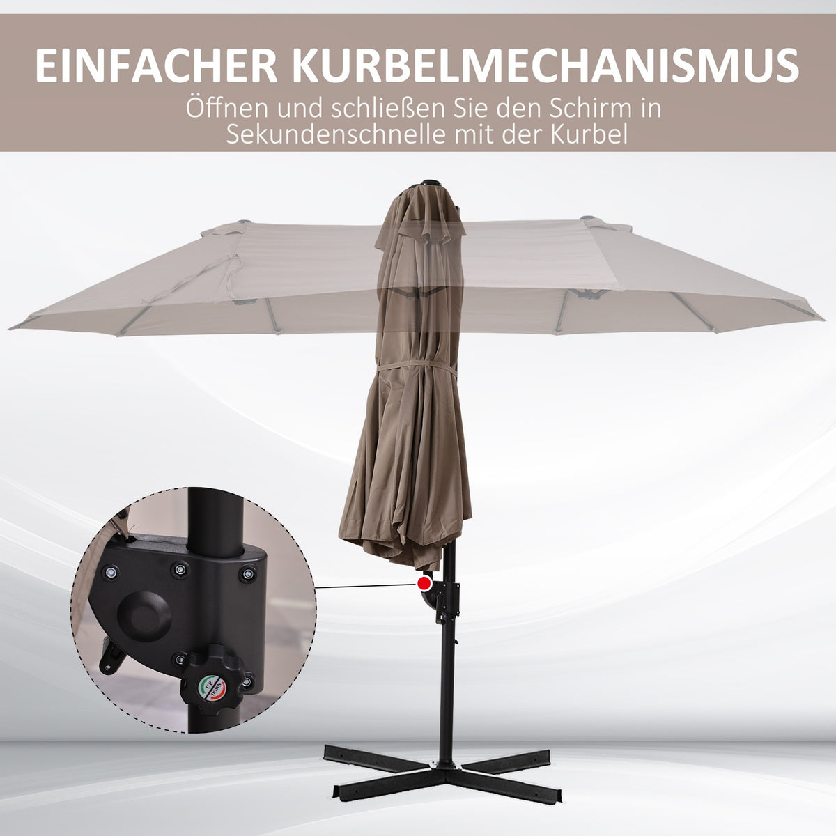 Double Parasol Cantilever Umbrella Double Umbrella With Crank Adjustable Garden Umbrella Sun Protection Metal Brown 440 X 270 X 250 Cm