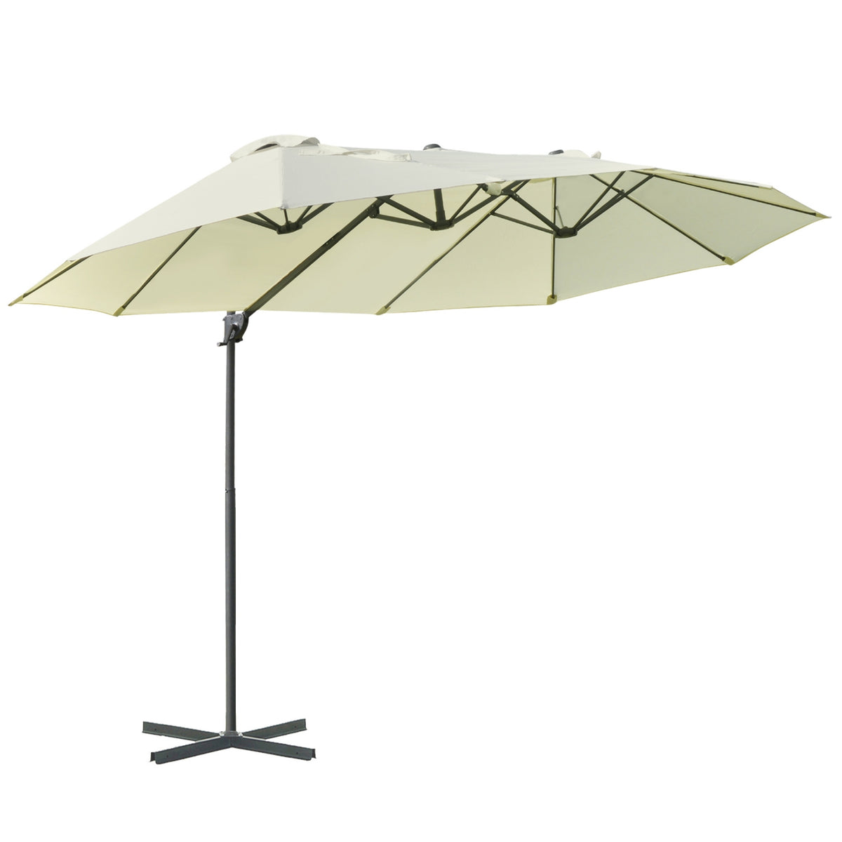 Double Parasol Cantilever Umbrella Double Umbrella With Crank Adjustable Garden Umbrella Sun Protection Metal Cream White 440 X 270 X 250 Cm