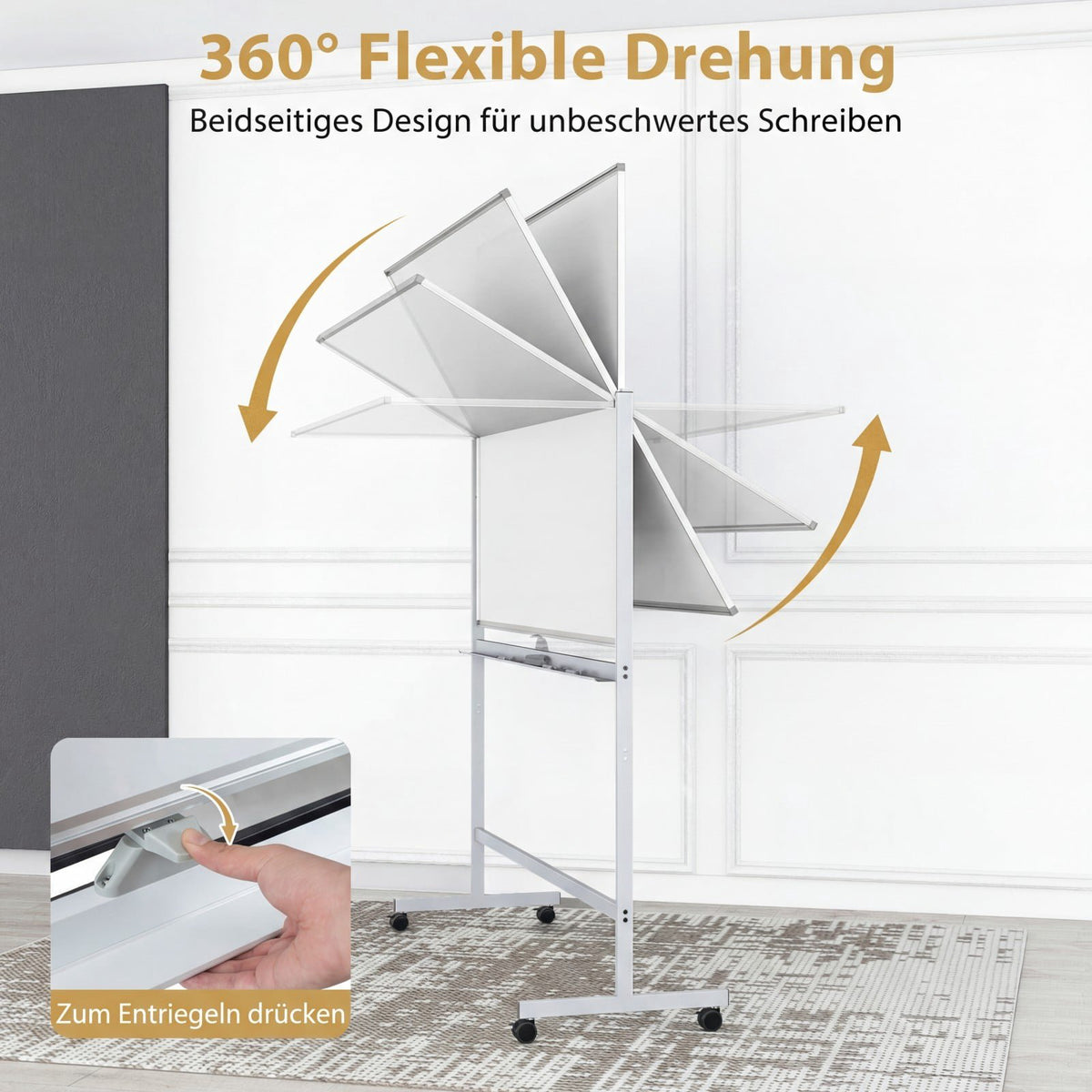 Double-Sided Adjustable Whiteboard with Stand & Wheels