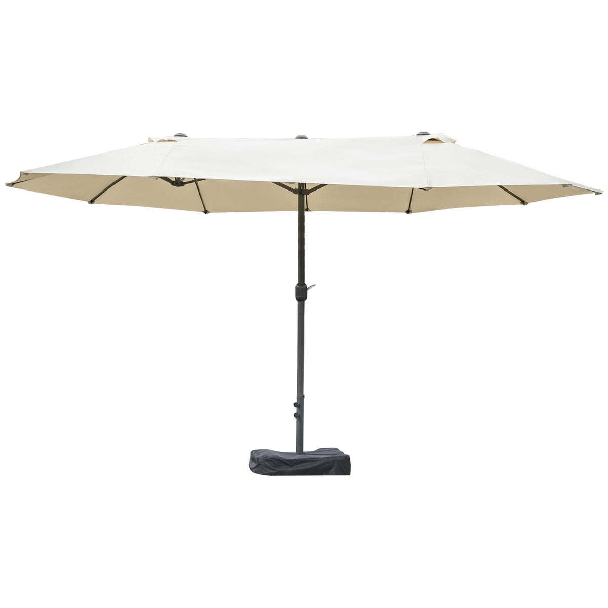 Double Umbrella Oval Hand Crank Cream White 460X270X240Cm Stand