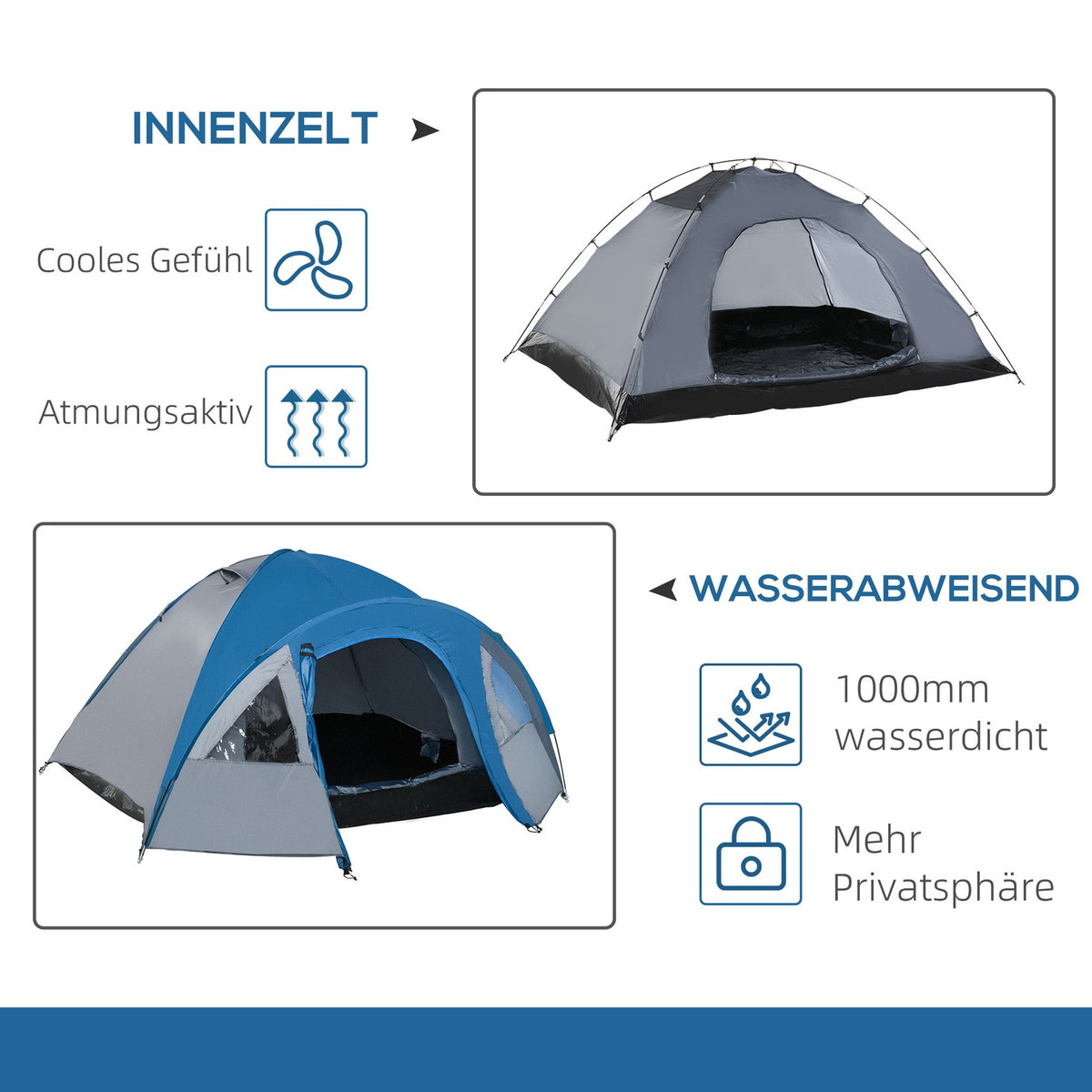 Double Wall Tent Dome Tent Outdoor Igloo For 4 Persons 4 Seasons Waterproof With Mosquito Net Carry Bag
