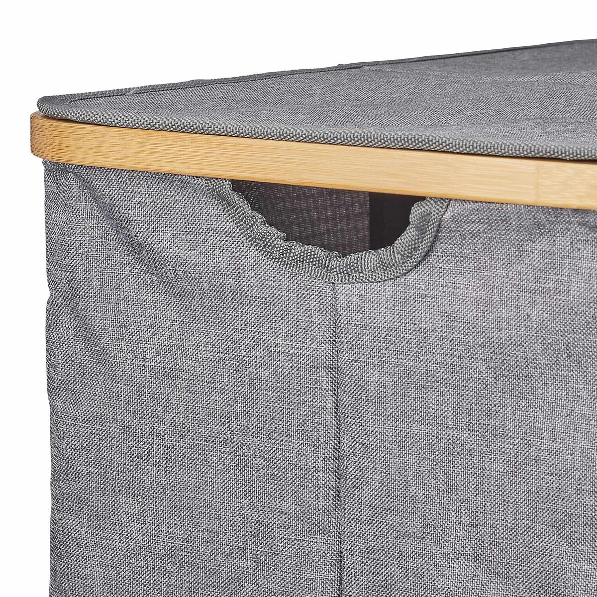 Double laundry basket with lid gray