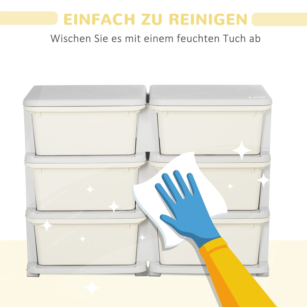 Drawer Cabinet For Children Storage Boxes With 6 Levels, Toy Box Toy Organizer Children'S Furniture For 3-6 Years Children Cream