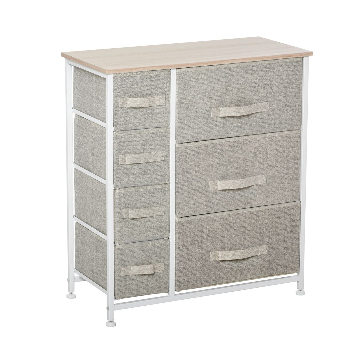 Drawer Cabinet Practical Storage Cabinet With 7 Foldable Fabric Drawers, Non-Woven Fabric, Space Saving, Gray, 63.5X30X71Cm