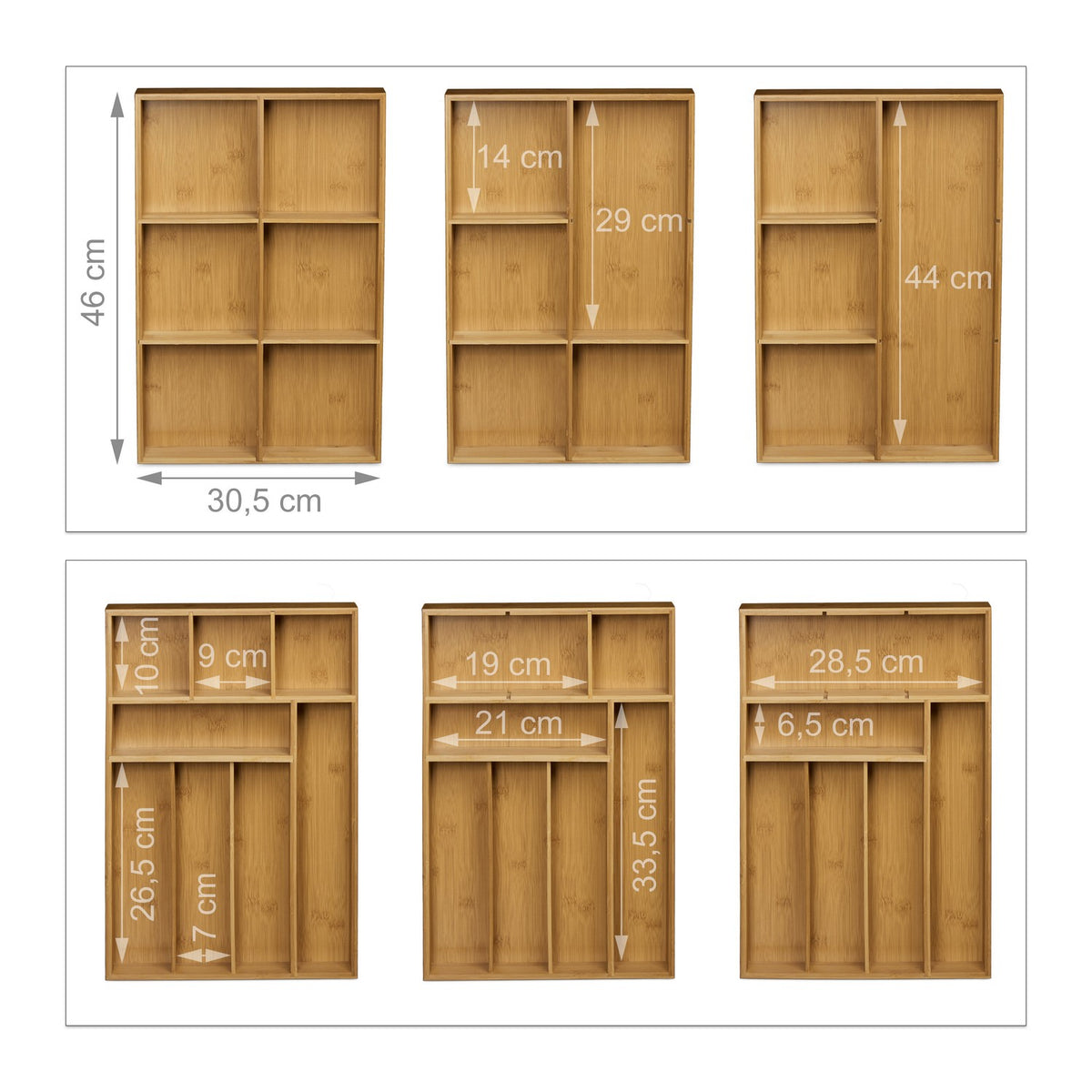 Drawer insert bamboo set of two