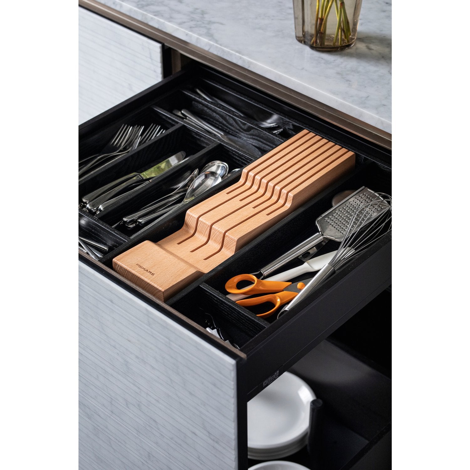 Drawer insert for knives, wood