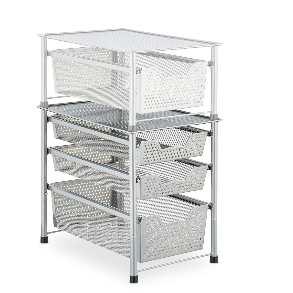 Drawer shelf with 3 pull-out baskets