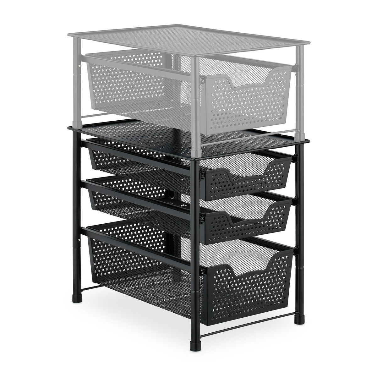 Drawer shelf with 3 pull-out baskets