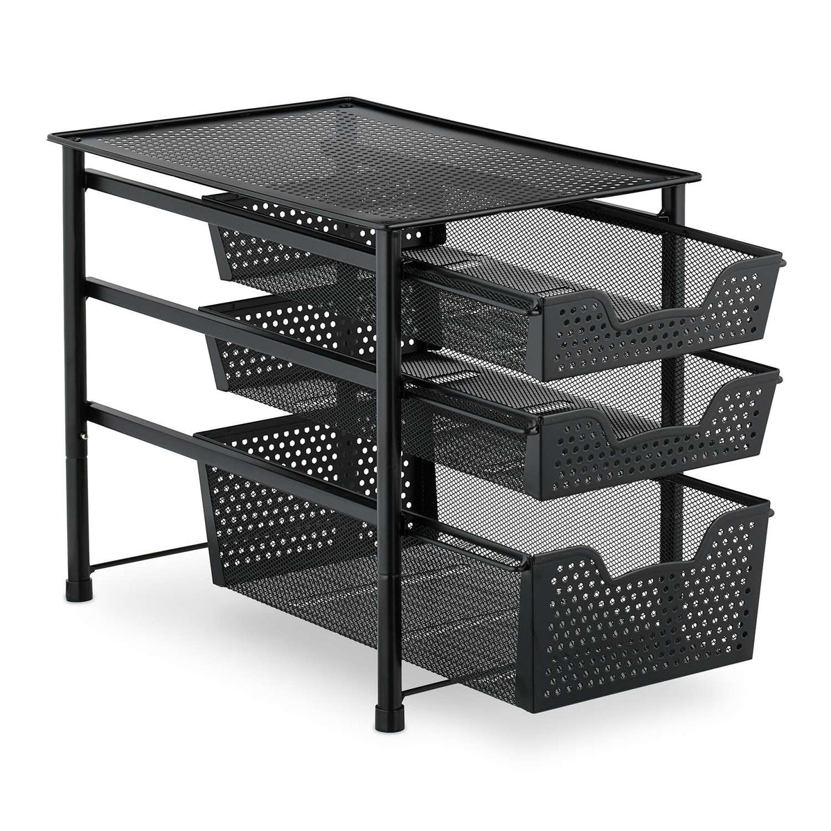 Drawer shelf with 3 pull-out baskets