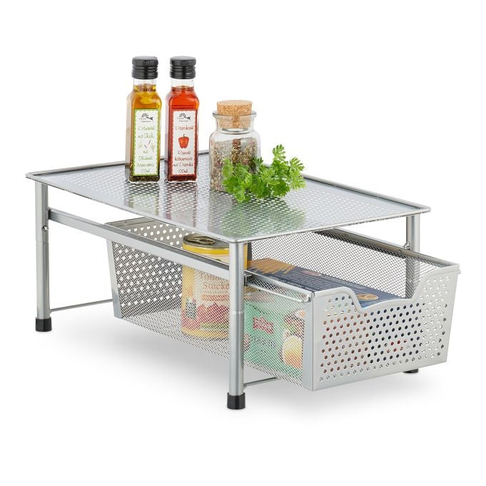Drawer shelf with pull-out basket