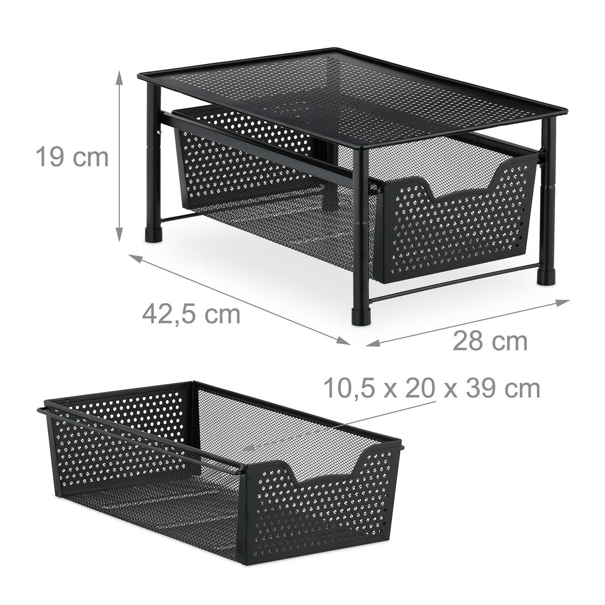 Drawer shelf with pull-out basket
