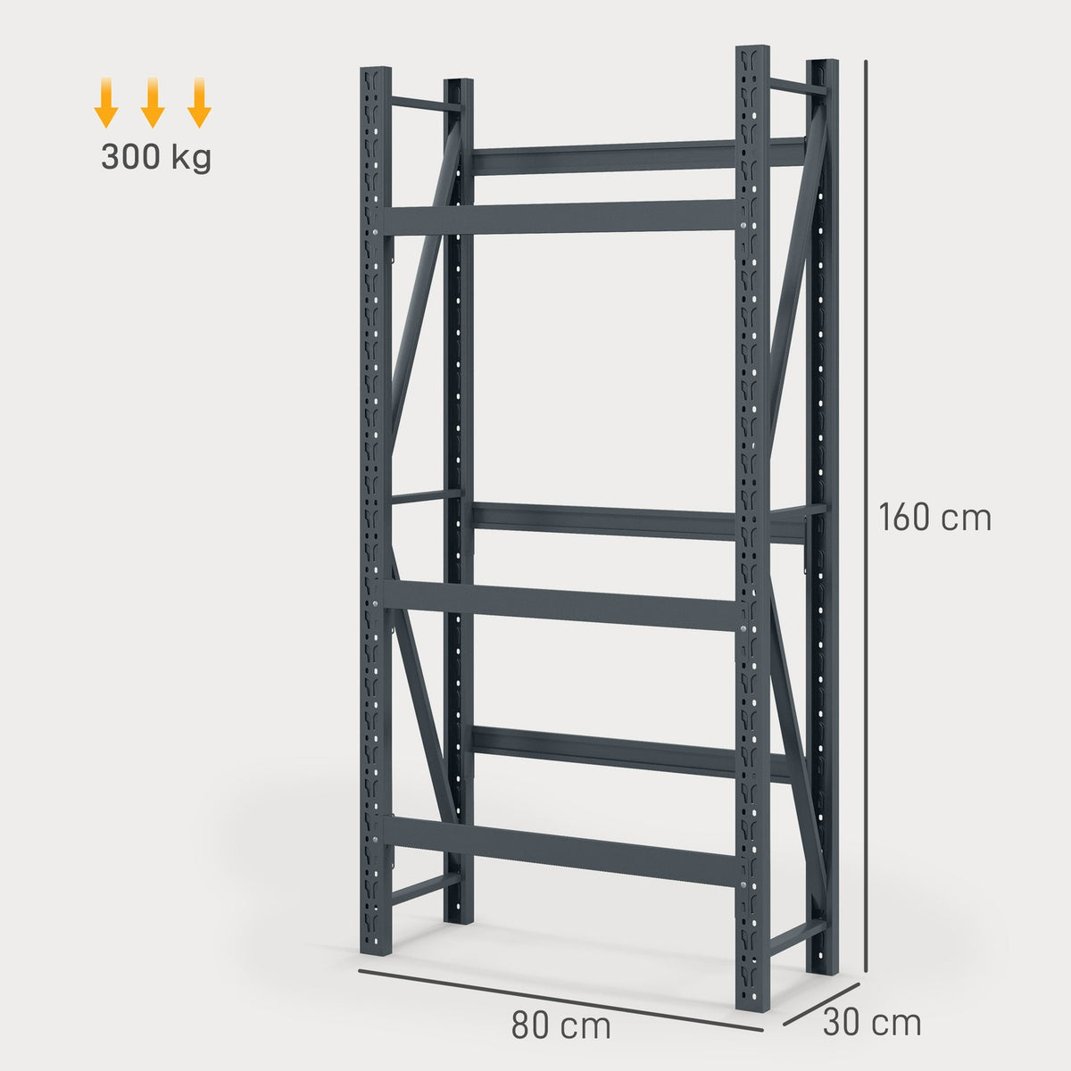 Drinks crate rack for 6 crates, free-standing with 3 adjustable levels, 80 x 30 x 160 cm, gray steel, ideal for kitchen & pantry
