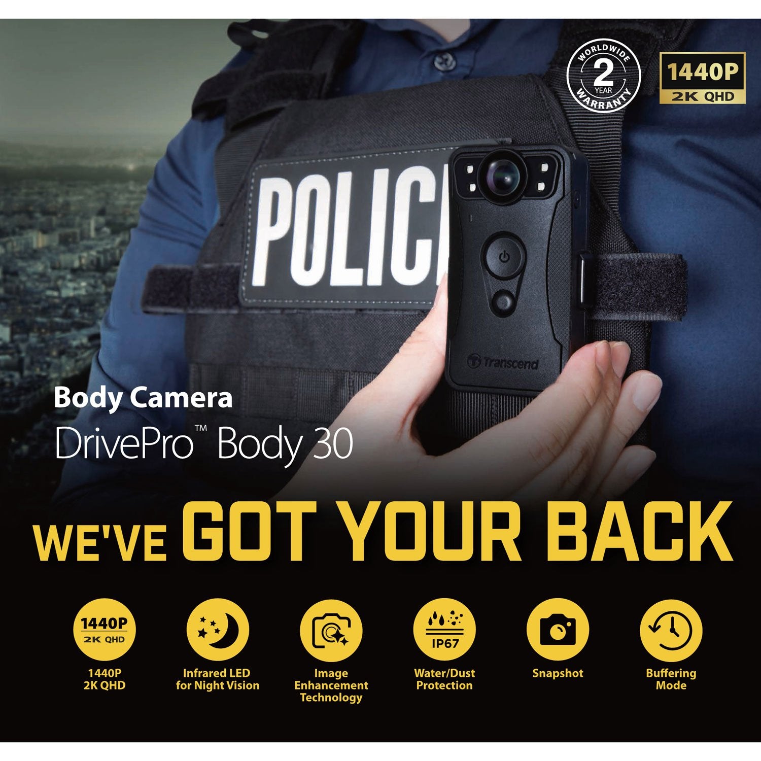 DrivePro Body 30 Body Camera 1440P 64Gb