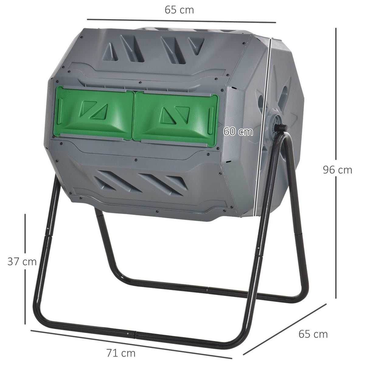 Drum Composter 160L Garden Composter With 2 Chambers Rotating Organic Waste Gray Efficient & Robust
