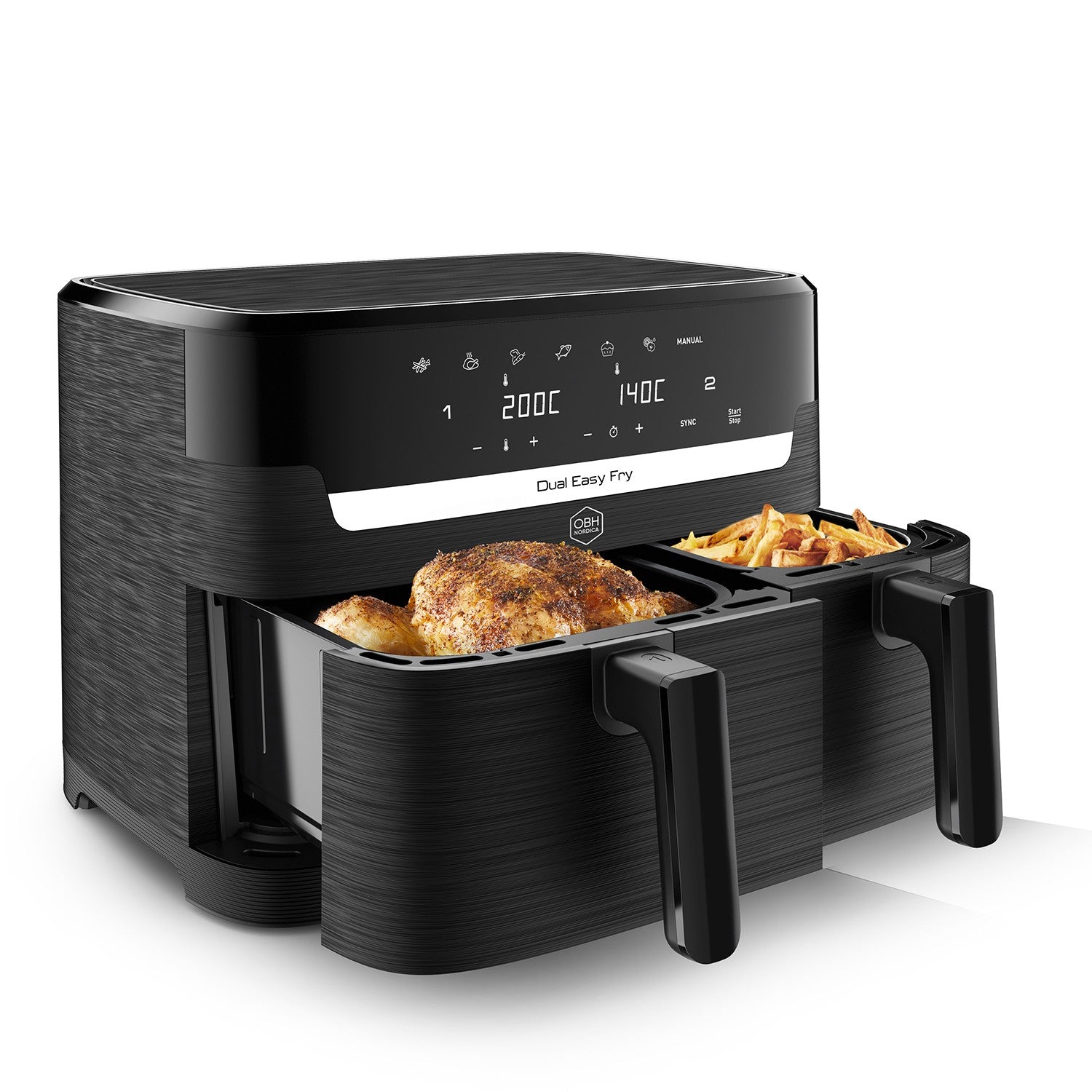 Dual Basket Air Fryer 8.3 L, 8 Presets, Black